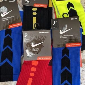 Nike Elite Cushioned Socks - Black, Blue, Red, Yellow